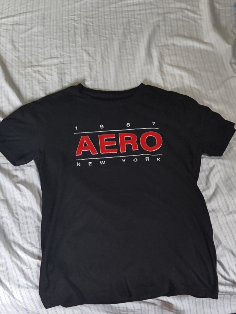 Aeropostale Black Short Sleeve Tee with Red Logo